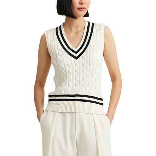 Nalrum cotton sleeveless jumper with v neck ecru black Lauren Ralph Lauren La Redoute