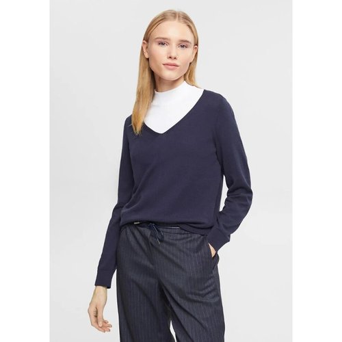 Pull raye encolure v Esprit bleu marine La Redoute