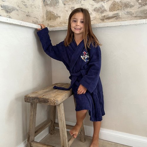 Peignoir enfant 100 coton blason bleu fonce Harry Potter La Redoute