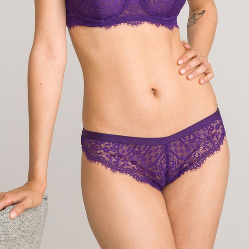 Slip bresilien tout dentelle eyelash violet La Redoute Collections La Redoute