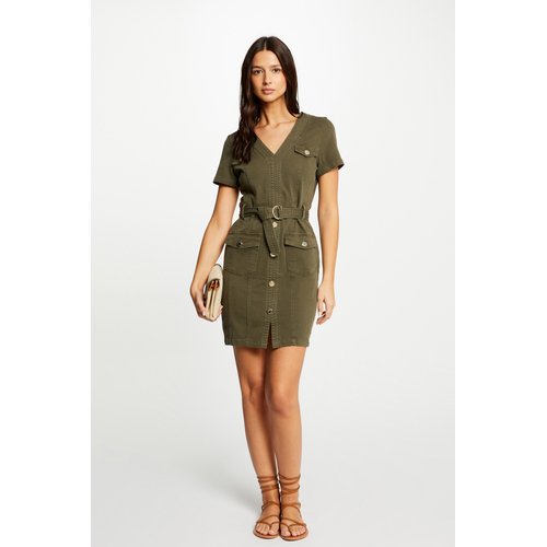 Robe courte ajustee en jean vert kaki Morgan La Redoute