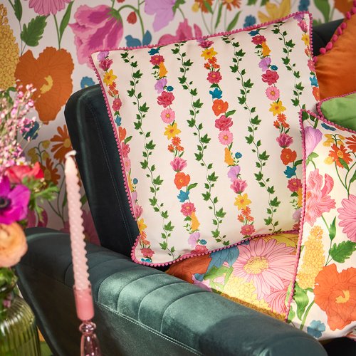 Multi coloured velvet cushions shop