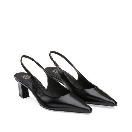 Sapatos slingback em pele preto La Redoute Collections La Redoute