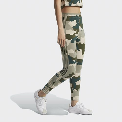 Essentials 3 stripes cropped leggings in camo print cotton green Adidas Sportswear La Redoute