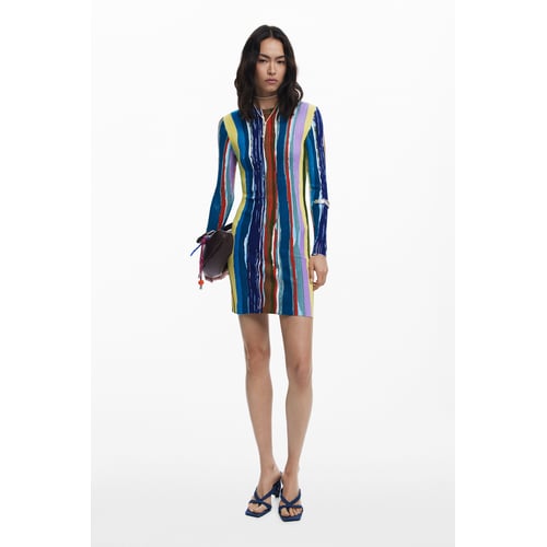 Robe Desigual Multicolore - Motif Floral - Taille 36 (FR) - Manches Longues - Viscose - Très Bon état
