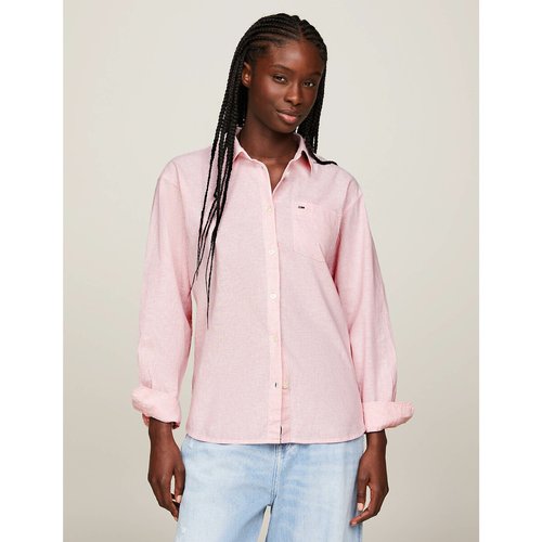 Finely striped shirt in cotton linen pink Tommy Jeans La Redoute