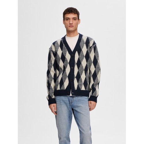 Cardigan motif losanges sky captain Selected Homme La Redoute