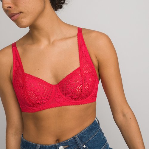 Soutien gorge emboitant en dentelle rouge La Redoute Collections La Redoute