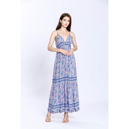 Robe longue imprimee a fines bretelles See U Soon bleu La Redoute