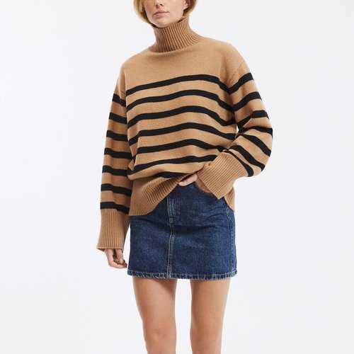 Pull col roule camel femme clearance