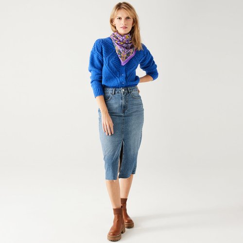 Jupe midi en jean Promod La Redoute