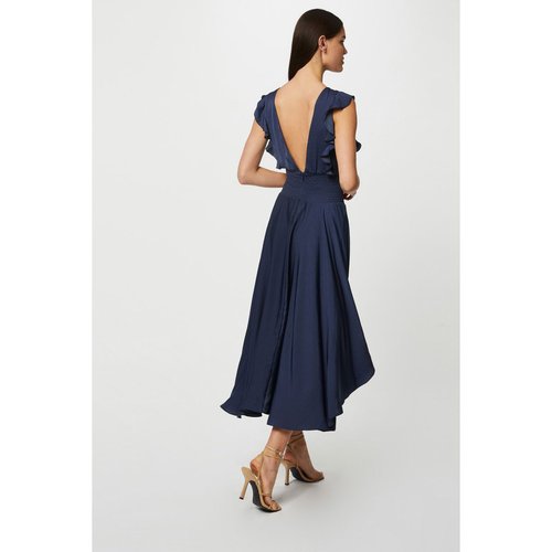 Robe longue evasee a taille smockee indigo Morgan La Redoute
