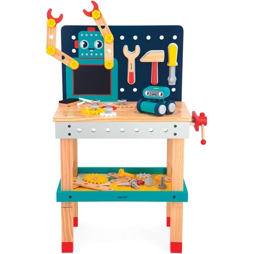 Janod Grand Établi Robot Brico'Kids - 51 Accessoires + Outils + Robot - Jeu De Bricolage Dès 36 Mois