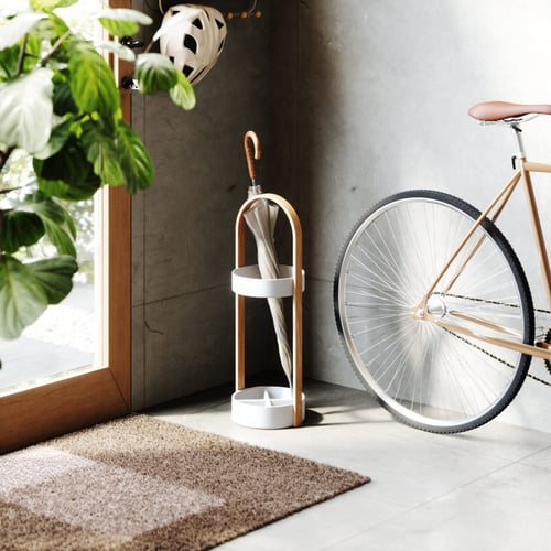 Cabilock Seau De Rangement Pour Parapluie Bois Naturel Support Élégant Et Autoportant Pour Entrée Couloir Ou Bureau Avec Bac Pour Séchage Rapide