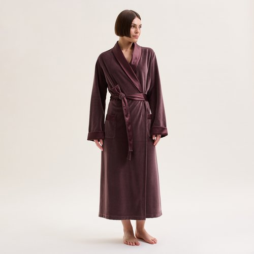 Robe de chambre col chale en velours saga figue Laurence Tavernier La Redoute