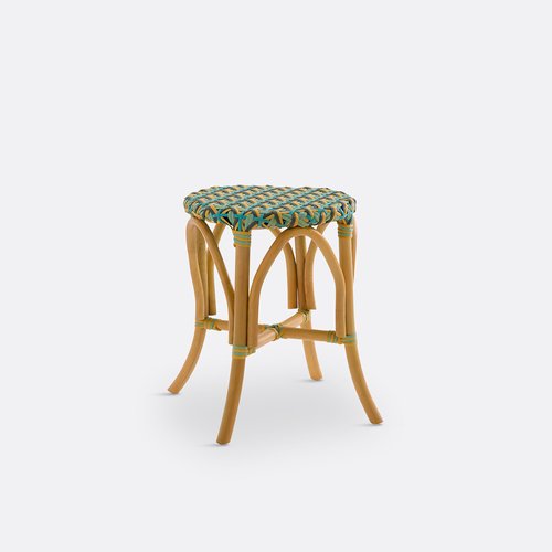 Musette braided rattan cane stool multi coloured green La Redoute Interieurs La Redoute