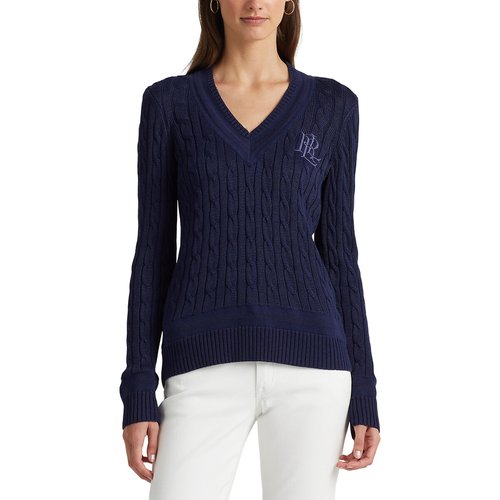 Pull col v en fine maille marine Lauren Ralph Lauren La Redoute
