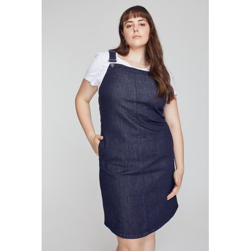 Robe salopette bellieva ligne a jean bleu fonce Ulla Popken La Redoute
