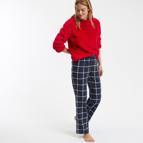 Pyjama sherpa et flanelle a carreaux rouge carreaux La Redoute Collections La Redoute