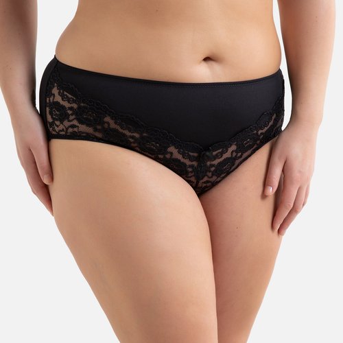 Culotte haute en microfibre et dentelle La Redoute Collections Plus La Redoute