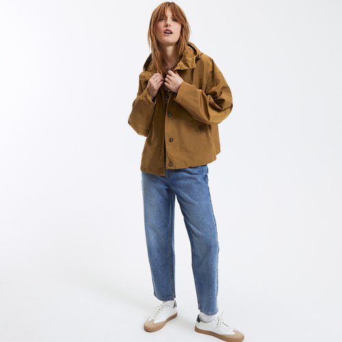 Oversized hooded windbreaker khaki green La Redoute Collections La Redoute