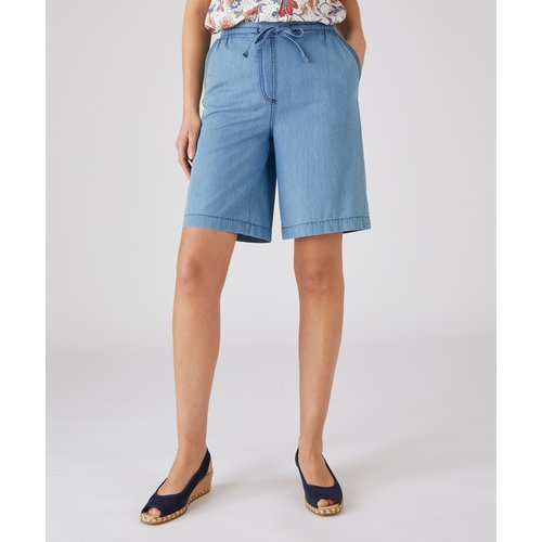 Bermuda fluide pur coton bleu chambray Damart La Redoute