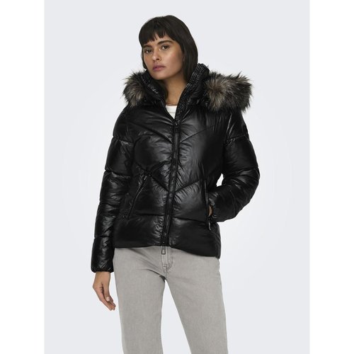 Doudoune vestes capuche avec bord en fausse fourrure detachable poignets coupe vent pour empecher le vent de penetrer Only La Redoute
