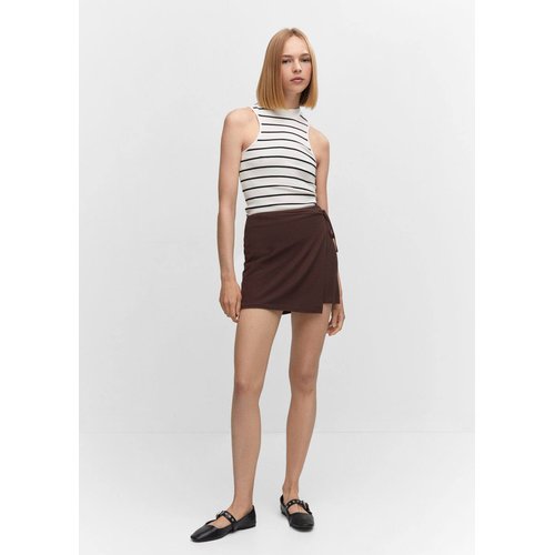 Jupe portefeuille a noeud marron Mango La Redoute