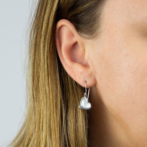 Recycled silver heart earrings with mother of pearl detail silver coloured Fiorelli La Redoute