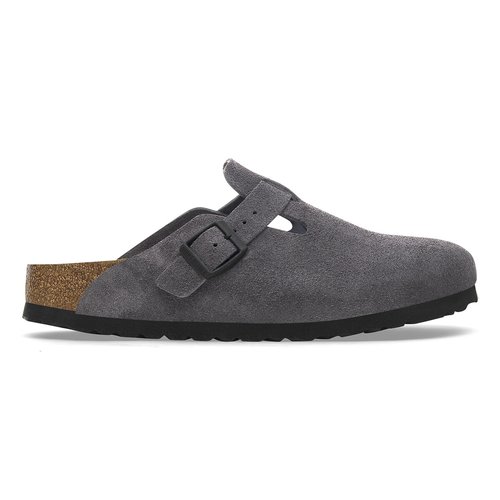 Sabots en cuir suede boston gris Birkenstock La Redoute