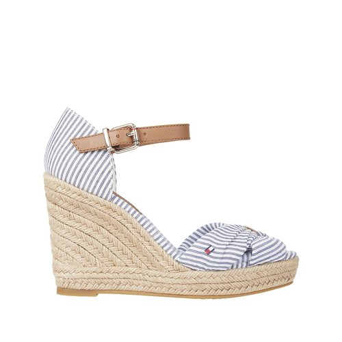 Seersucker wedge sandals blue striped Tommy Hilfiger La Redoute