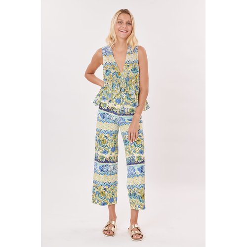 Pantalon court evase imprime floral PELAGIE