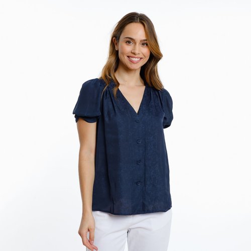 Chemise manches courtes a ballon col v coupe classique cyndie Artlove La Redoute