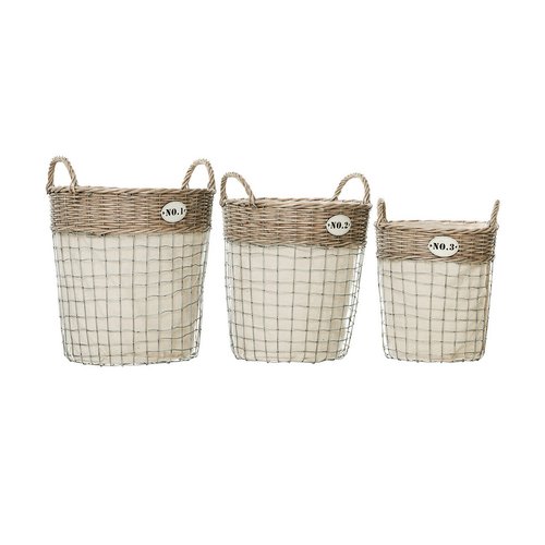 Set of 3 Laundry Baskets in Willow Wire