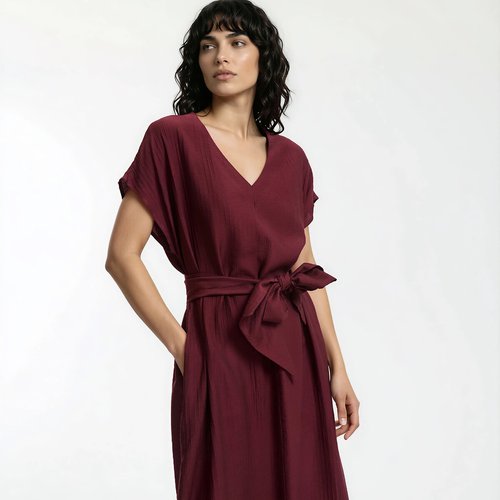 strapless open back dress Red Smocked Maxi Dress  Xandra Swimwear, LLC