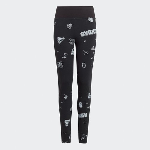 Leggings stampato a vita alta nero fantasia Adidas Sportswear La Redoute