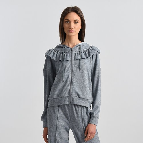 Hooded lounge cardigan with peter pan collar blue Molly Bracken La Redoute