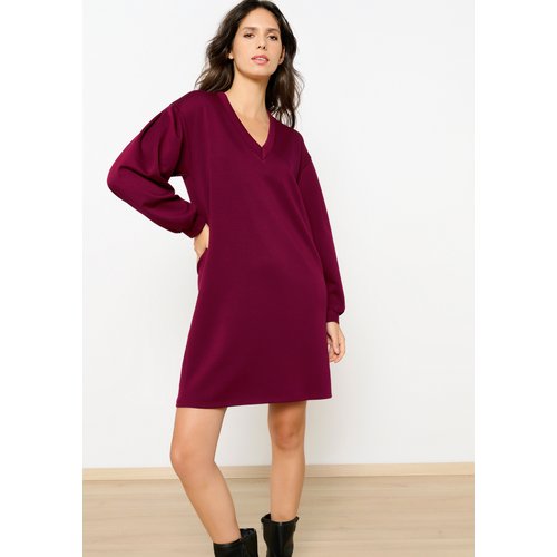 Robe sweat a col v bordeau wine Lolaliza La Redoute