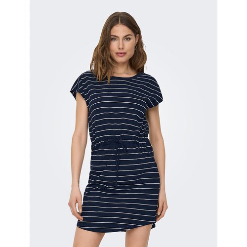 Robe col rond manches courtes bleu blanc Only La Redoute