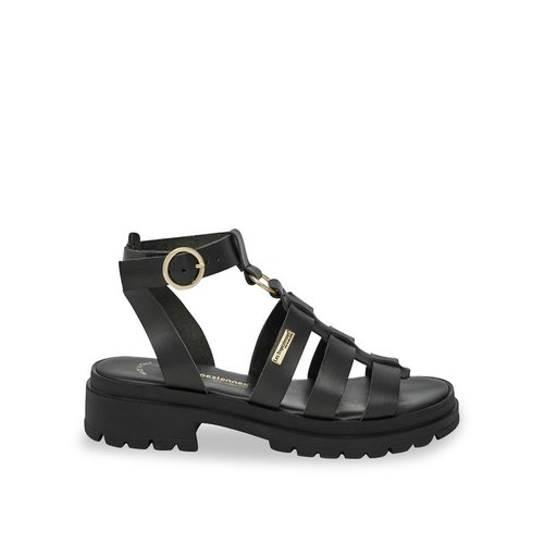 Tobo leather sandals with chunky sole black Les Tropeziennes Par M Belarbi La Redoute