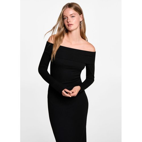 Mango robe noire longue best sale