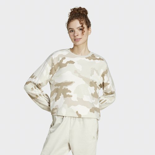 Felpa cropped essentials 3 stripes beige Adidas Sportswear La Redoute