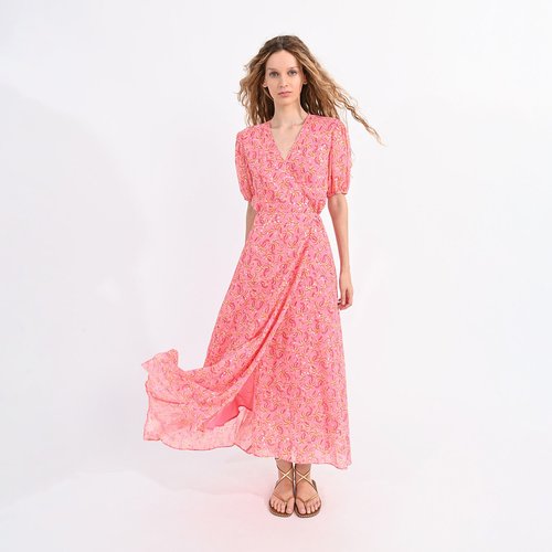Pink printed maxi dress cheap