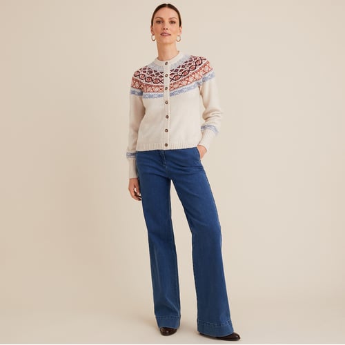 Cardigan Femme Oversize En Laine Jacquard Ethnique - Coloré, Boutons, épais Et Douillet, Style Y2K