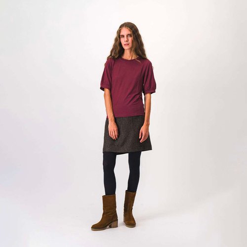 Jupe en laine vierge melangee gassyo pied de puce Bensimon La Redoute