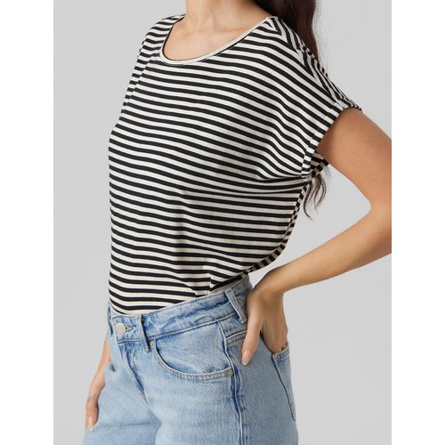 SHEIN LUNE Maglietta casual estiva da vacanza con girocollo a righe colorate stampate per donne | SHEIN ALIA