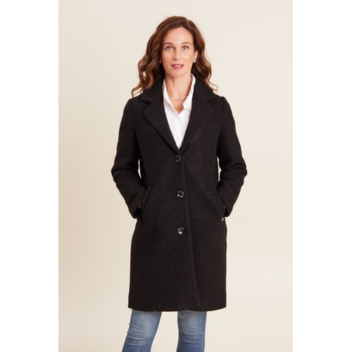Manteau long boutonne noir Breal La Redoute