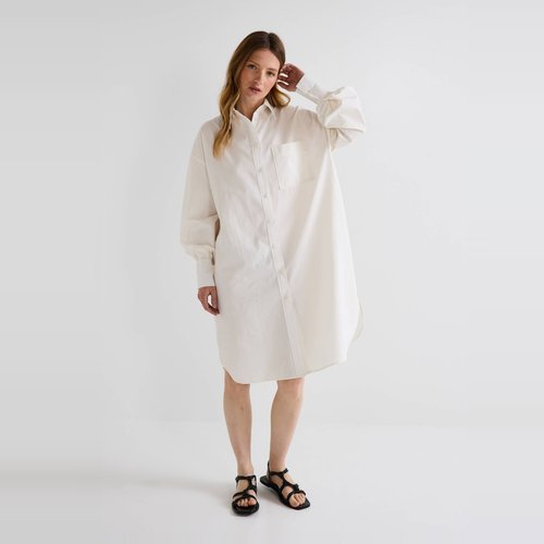 Robe chemise courte unie ecru Monoprix La Redoute
