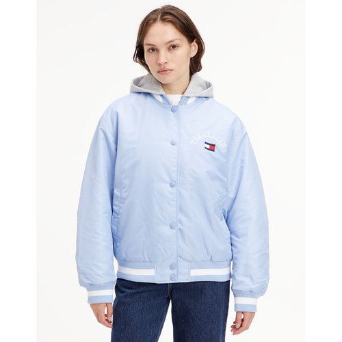 Bomber a capuche logo devant Tommy Jeans bleu clair La Redoute