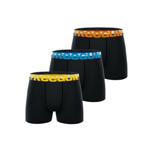 Boxers coton uni lot de 3 noir jaune bleu orange Freegun La Redoute